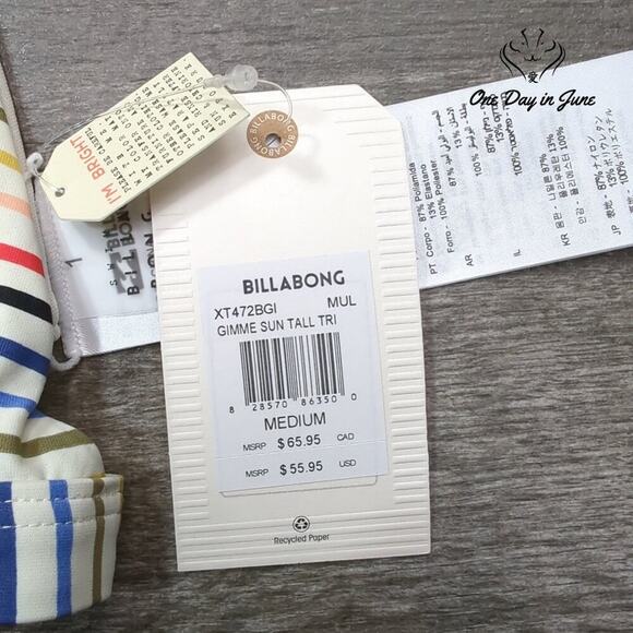 Billabong Gimme Sun Tall Triangle Bikini Top Size M - Picture 3 of 5